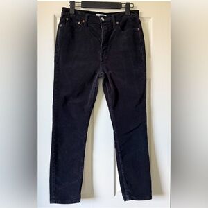 Re/Done Original Corduroy Straight Leg Pants Women Size 29 Black Mid Rise Casual